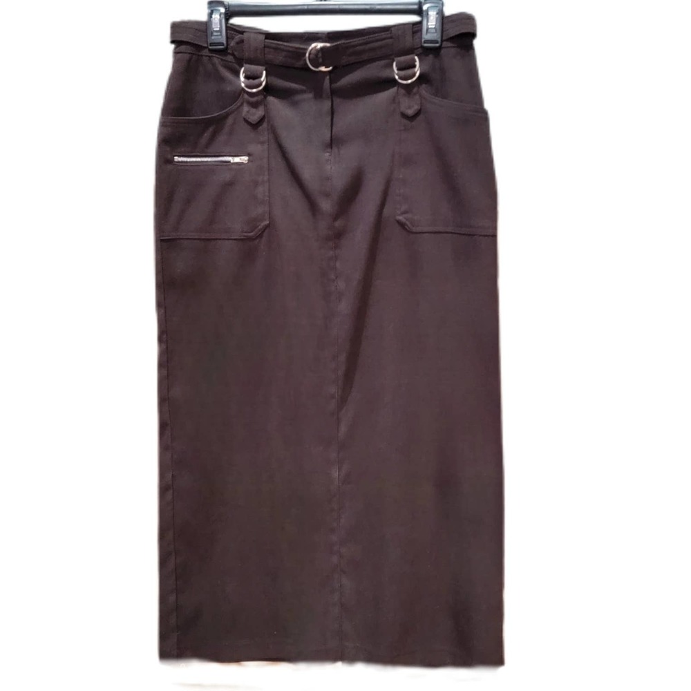 Exact Change Vintage Y2K Brown Corduroy Skirt With Belt Size 5